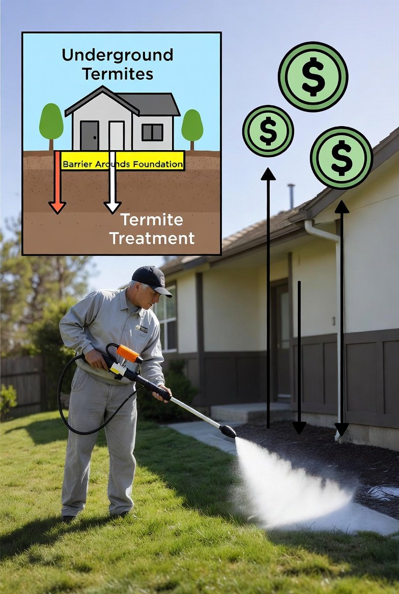 subterranean vs drywood termite infestation diagram