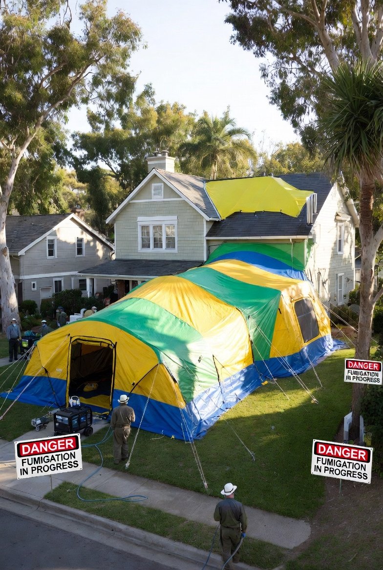 termite tent sealing roofline edges